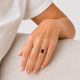 Cushion Cut Three Stone Ring in 10K Gold