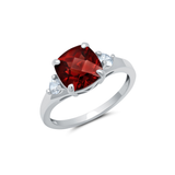 Cushion Cut Three Stone Ring in 10K Gold