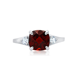 Cushion Cut Three Stone Ring in 10K Gold
