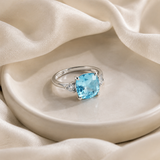 Cushion Cut Three Stone Ring in 10K Gold