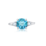 Cushion Cut Three Stone Ring in 10K Gold