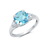 Cushion Cut Three Stone Ring in 10K Gold