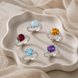 Cushion Cut Three Stone Ring in 10K Gold