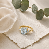 Cushion Cut Three Stone Ring in 10K Gold