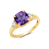 Cushion Cut Three Stone Ring in 10K Gold