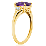 Cushion Cut Three Stone Ring in 10K Gold