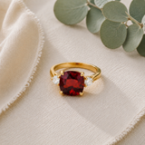 Cushion Cut Three Stone Ring in 10K Gold