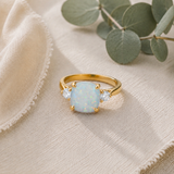 Cushion Cut Three Stone Ring in 10K Gold