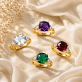 Cushion Cut Three Stone Ring in 10K Gold