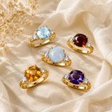 Cushion Cut Three Stone Ring in 10K Gold