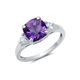Cushion Cut Three Stone Ring in 10K Gold