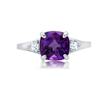Cushion Cut Three Stone Ring in 10K Gold