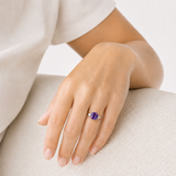 Cushion Cut Three Stone Ring in 10K Gold