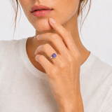 Cushion Cut Three Stone Ring in 10K Gold