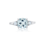 Cushion Cut Three Stone Ring in 10K Gold