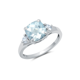 Cushion Cut Three Stone Ring in 10K Gold