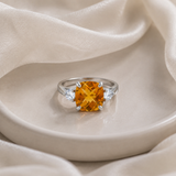 Cushion Cut Three Stone Ring in 10K Gold