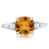 Cushion Cut Three Stone Ring in 10K Gold