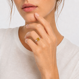 Cushion Cut Three Stone Ring in 10K Gold