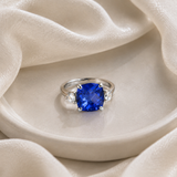 Cushion Cut Three Stone Ring in 10K Gold