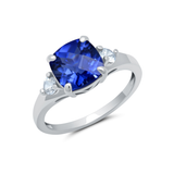 Cushion Cut Three Stone Ring in 10K Gold