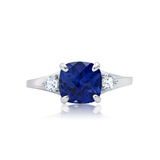 Cushion Cut Three Stone Ring in 10K Gold