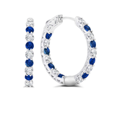 925 Sterling Silver Inside-Out Gemstone Hoop Earrings