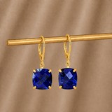 8mm  Gold Cushion Cut Dangler Earrings in 14k