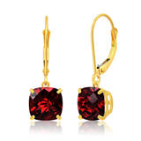8mm  Gold Cushion Cut Dangler Earrings in 14k
