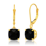 8mm  Gold Cushion Cut Dangler Earrings in 14k
