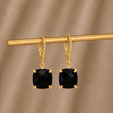 8mm  Gold Cushion Cut Dangler Earrings in 14k