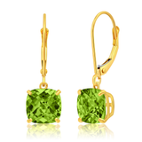 8mm  Gold Cushion Cut Dangler Earrings in 14k