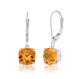 8mm  Gold Cushion Cut Dangler Earrings in 14k