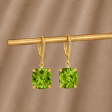 8mm  Gold Cushion Cut Dangler Earrings in 14k