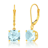 8mm  Gold Cushion Cut Dangler Earrings in 14k