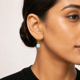 8mm  Gold Cushion Cut Dangler Earrings in 14k
