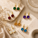 8mm  Gold Cushion Cut Dangler Earrings in 14k