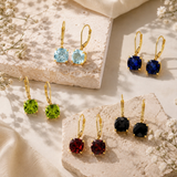 8mm  Gold Cushion Cut Dangler Earrings in 14k