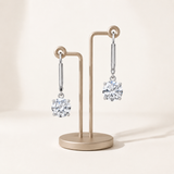 Sterling Silver CZ Dangle Leverback Earrings