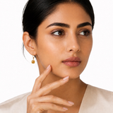 8mm  Gold Cushion Cut Dangler Earrings in 14k