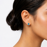 14K Gold Emerald-Cut Gemstone Stud Earrings