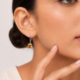 8mm  Gold Cushion Cut Dangler Earrings in 14k