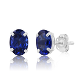 14K Gold Oval Gemstone Stud Earrings