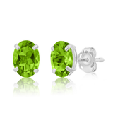 14K Gold Oval Gemstone Stud Earrings