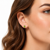 14K Gold Oval Gemstone Stud Earrings