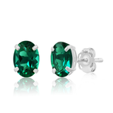 14K Gold Oval Gemstone Stud Earrings