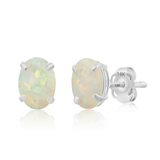 14K Gold Oval Gemstone Stud Earrings