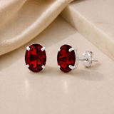 14K Gold Oval Gemstone Stud Earrings