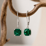 8mm  Gold Cushion Cut Dangler Earrings in 14k