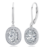 Sterling Silver CZ Halo Dangle Earrings